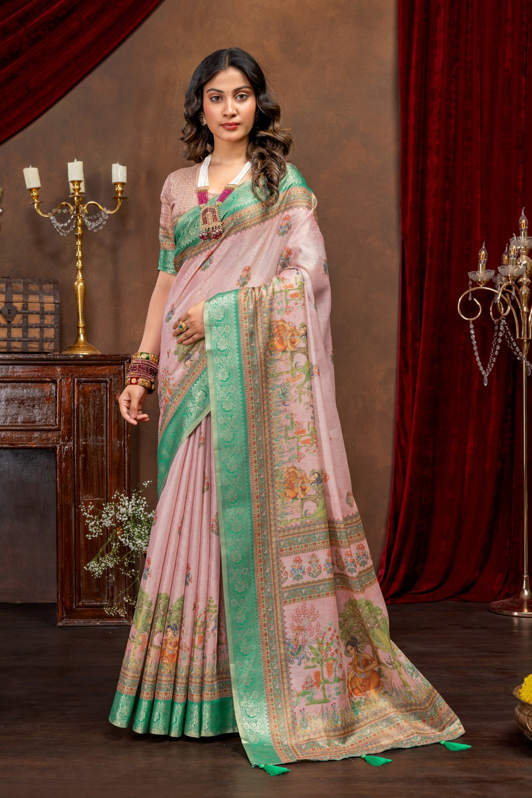 Chitrakala Trends Premium Kanjivaram Cotton Silk Saree with Rich Jacquard Border & Digital Print
